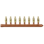 8-port Copper Manifold with 1/2" PEX Valves, 1" Sweat, Closed, Right-Hand
