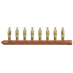 8-port Copper Manifold with 1/2" PEX Valves, 1" Sweat, Closed, Left-Hand