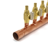Sioux Chief 8-port Copper Manifold with 1/2" PEX Valves, 1" Sweat, Closed, Left-Hand - Image 3