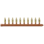 10-port Copper Manifold with 1/2" PEX Valves, 1" Sweat, Closed, Right-Hand