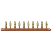 Sioux Chief 10-port Copper Manifold with 1/2" PEX Valves, 1" Sweat, Closed, Right-Hand - Image 1
