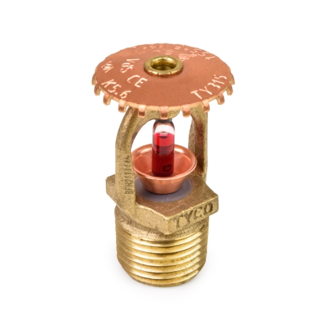Tyco TY-B Upright Fire Sprinkler Head, Standard Response, K=5.6, Rough Brass, 155°F, 1/2" NPT