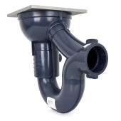 Sioux Chief WeldOne 2" PVC Integral Trap Floor Drain w/ Square Stainless Steel Strainer & Rim - Image 3