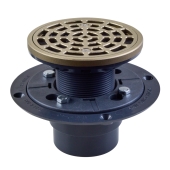 Sioux Chief Round PVC Shower Tile/Pan Drain w/ Brushed Bronze Strainer, 2" Hub x 3" Inside Fit (less test plug) - Image 1