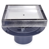 Sioux Chief Square Tile-in PVC Shower Pan Drain w/ 5" x 5" St. Steel Tile Insert Grate, 2" Hub (less test plug) - Image 2