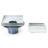 Sioux Chief Square Tile-in PVC Shower Pan Drain w/ 5" x 5" St. Steel Tile Insert Grate, 2" Hub (less test plug) - Image 3