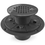 Round PVC Shower Pan Drain w/ Screw-on 19-Gauge St. Steel Strainer, 2" Hub x 3" Inside Fit