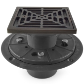 Sioux Chief Square PVC Shower Tile/Pan Drain w/ Oil Rubbed Bronze Strainer, 2" Hub x 3" Inside Fit - Image 1