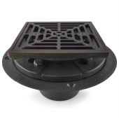 Sioux Chief Square PVC Shower Tile/Pan Drain w/ Oil Rubbed Bronze Strainer, 2" Hub x 3" Inside Fit - Image 2