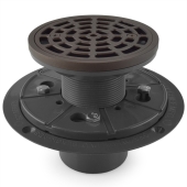 Sioux Chief Round PVC Shower Tile/Pan Drain w/ Oil Rubbed Bronze Strainer, 2" Hub x 3" Inside Fit - Image 1