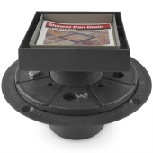 Sioux Chief Square Tile-in PVC Shower Pan Drain w/ 4" x 4" St. Steel Tile Insert Grate, 2" Hub - Image 1