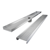 Sioux Chief 30" long, StreamLine Stainless Steel Linear Shower Pan Drain w/ Square Holes Strainer, 2" PVC Hub - Image 2