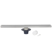 Sioux Chief 30" long, StreamLine Stainless Steel Linear Shower Pan Drain w/ Square Holes Strainer, 2" PVC Hub - Image 4