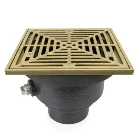 Sioux Chief FinishLine Adjustable Floor Drain Complete Assembly, Square, Nickel-Bronze, 3" Cast Iron No-Hub