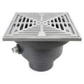 Sioux Chief FinishLine Adjustable Floor Drain Complete Assembly, Square, St. Steel, 3" Cast Iron No-Hub - Image 1