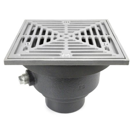 Sioux Chief FinishLine Adjustable Floor Drain Complete Assembly, Square, St. Steel, 3" Cast Iron No-Hub