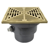 Sioux Chief FinishLine Adjustable Floor Drain Complete Assembly, Square, Nickel-Bronze, 4" Cast Iron No-Hub - Image 1