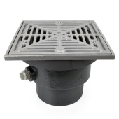 Sioux Chief FinishLine Adjustable Floor Drain Complete Assembly, Square, St. Steel, 4" Cast Iron No-Hub - Image 1