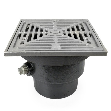 Sioux Chief FinishLine Adjustable Floor Drain Complete Assembly, Square, St. Steel, 4" Cast Iron No-Hub