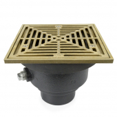 FinishLine Adjustable Floor Drain Complete Assembly, Square, Nickel-Bronze, 3" Cast Iron No-Hub Sioux Chief