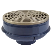 Sioux Chief QuadDrain Round Floor Drain w/ Nickel Bronze Strainer & Ring, PVC 2" Hub x 3" Inside Fit - Image 1