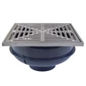 Sioux Chief QuadDrain Square Floor Drain w/ Stainless Steel Strainer & Ring, PVC 2" Hub x 3" Inside Fit - Image 1