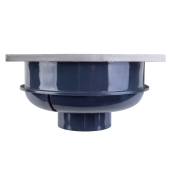 Sioux Chief QuadDrain Square Floor Drain w/ Stainless Steel Strainer & Ring, PVC 2" Hub x 3" Inside Fit - Image 3