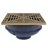 QuadDrain Square Floor Drain w/ Nickel Bronze Strainer & Ring, PVC 2" Hub x 3" Inside Fit Sioux Chief