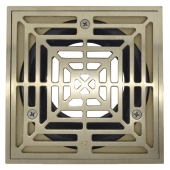 Low-Profile (Short) PVC Floor Drain w/ Square Nickel Bronze Strainer, 3" Hub × 4" Inside Fit Sioux Chief