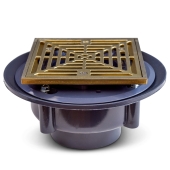 Sioux Chief High-Capacity, Square PVC Shower Tile/Pan Drain w/ Brushed Bronze Strainer, 3" Hub - Image 2
