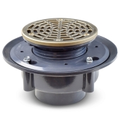 Sioux Chief High-Capacity, Round PVC Shower Tile/Pan Drain w/ Brushed Bronze Strainer, 3" Hub - Image 1
