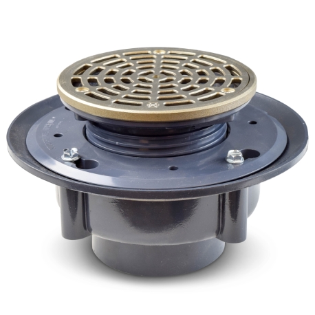 Sioux Chief High-Capacity, Round PVC Shower Tile/Pan Drain w/ Brushed Bronze Strainer, 3" Hub
