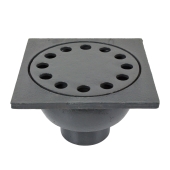 Sioux Chief Cast Iron 5.75" x 5.75" Square Bell Trap Floor Drain, 2" No-Hub - Image 1