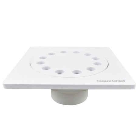 Sioux Chief PVC 6" x 6" Bell Trap Square Floor Drain, 2" Hub