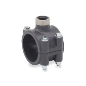 Spears 2" PVC Pipe x 1/2" FIP Threaded SR (Special Reinforced) Clamp-On Saddle Tee, Sch 80 - Image 1