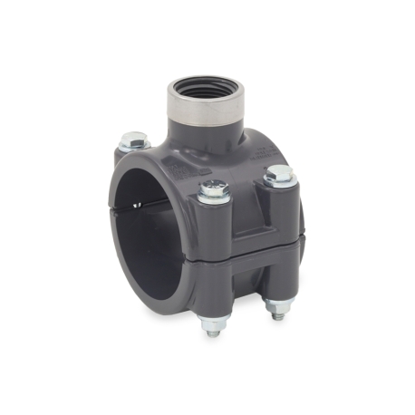 Spears 2" PVC Pipe x 3/4" FIP Threaded SR (Special Reinforced) Clamp-On Saddle Tee, Sch 80