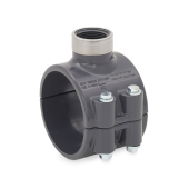 Spears 3" PVC Pipe x 1" FIP Threaded SR (Special Reinforced) Clamp-On Saddle Tee, Sch 80 - Image 1