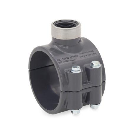 Spears 3" PVC Pipe x 1" FIP Threaded SR (Special Reinforced) Clamp-On Saddle Tee, Sch 80