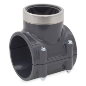 Spears 4" PVC Pipe x 3" FIP Threaded SR (Special Reinforced) Clamp-On Saddle Tee, Sch 80 - Image 1