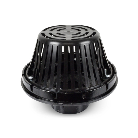 Sioux Chief Cast Iron Roof Drain w/ Plastic Dome Strainer, 4" No-Hub