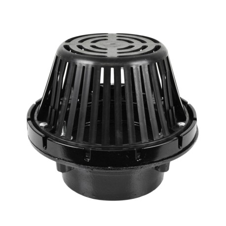 Sioux Chief Cast Iron Roof Drain w/ Plastic Dome Strainer, 6" No-Hub
