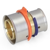 Viega 1" PEX x 3/4" PEX Press Coupling, Lead-Free Bronze - Image 1