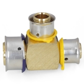 Viega 3/4" x 1/2" x 1/2" PEX Press Tee, Lead-Free Bronze - Image 2