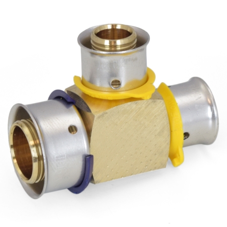 Viega 3/4" x 1/2" x 1/2" PEX Press Tee, Lead-Free Bronze