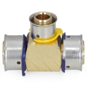 Viega 3/4" x 3/4" x 1/2" PEX Press Tee, Lead-Free Bronze - Image 2