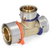 Viega 1" x 3/4" x 3/4" PEX Press Tee, Lead-Free Bronze - Image 1