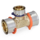 Viega 1" x 1" x 3/4" PEX Press Tee, Lead-Free Bronze - Image 1