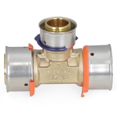 Viega 1" x 1" x 3/4" PEX Press Tee, Lead-Free Bronze - Image 2