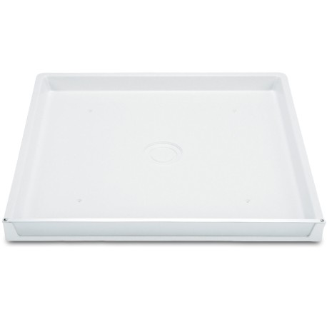 Mustee 32" x 30" x 2.5" DuraPan Washer/Water Heater Pan w/ Side Drain Elbow Fitting Assembly, Flock White