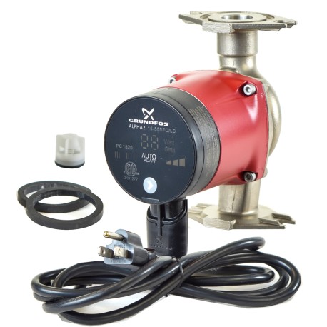 Grundfos Alpha2 15-55SF/LC Variable Speed Stainless Steel Circulator Pump w/ IFC, Line Cord, 1/16 HP, 115V